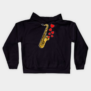 Valentines Day Saxophone Player Saxophonist Anniversary Wedding Musician Kids Hoodie